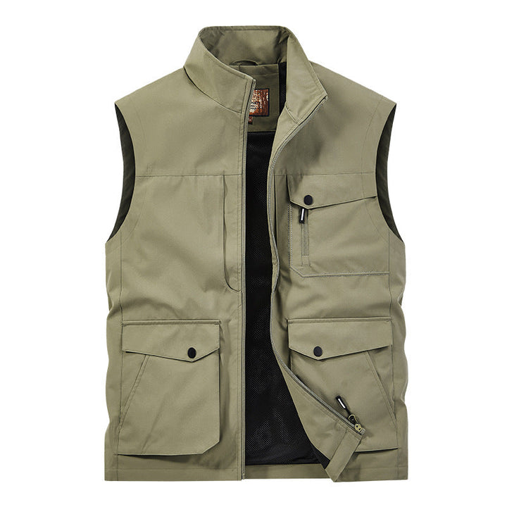 Męska outdoorowy utility kamizelka z Multi-kieszeniami, zamkiem i Mesh Lwwg