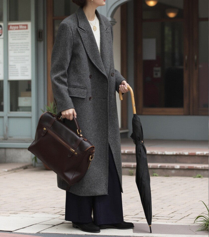 Damska elegancka i nowoczesna Wool trencz Drune