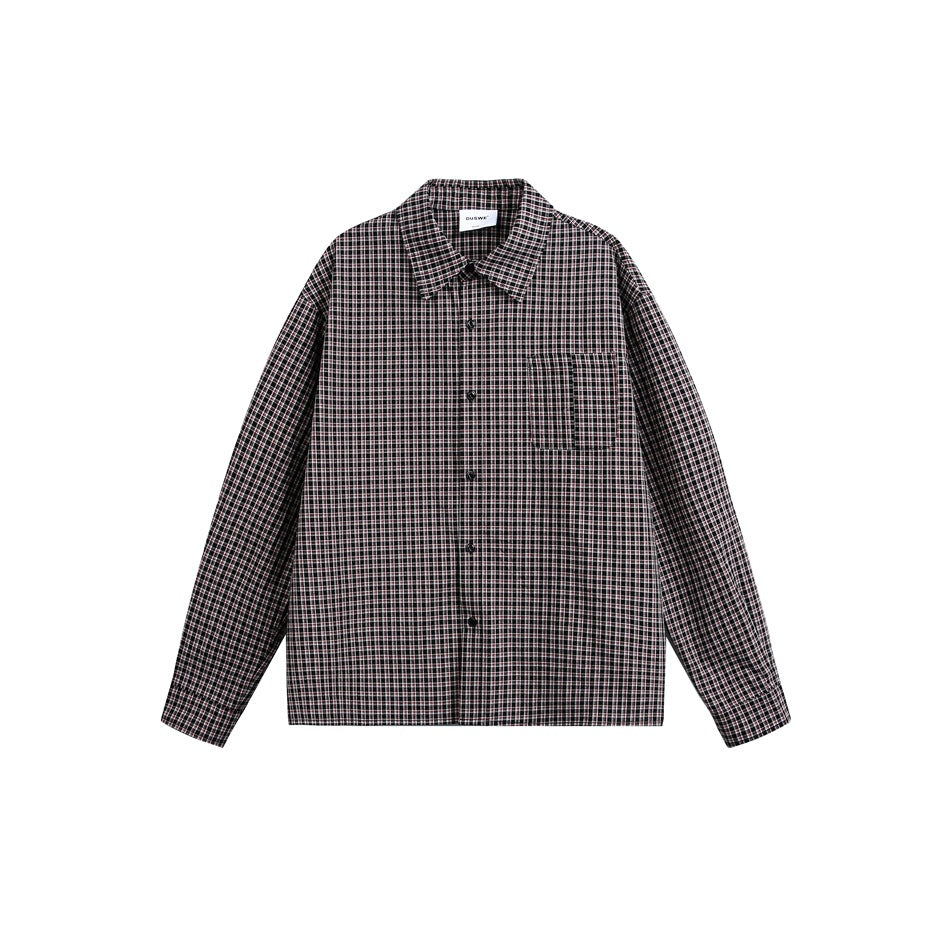 Unisex Straight Overshirt Kurtka w Delikatna Wzór w kratę
