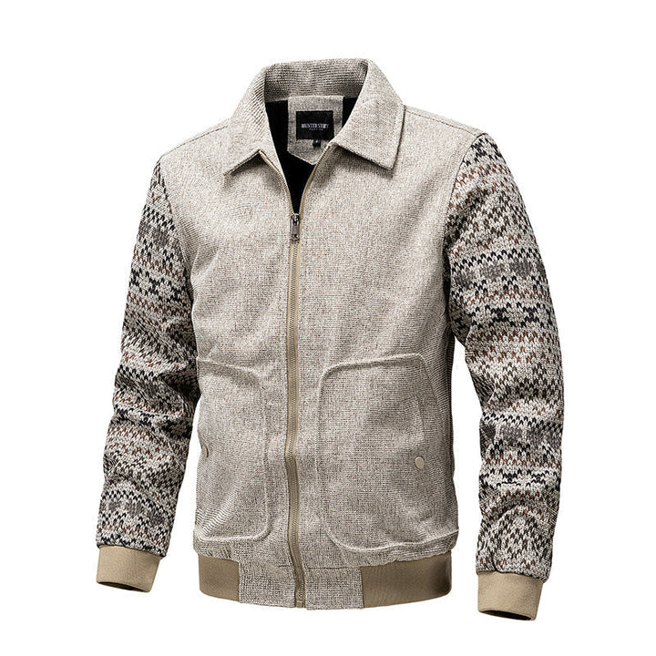 Męski zip-up knit kurtka z Norwegian rękawy