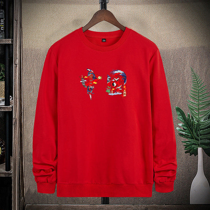 Męska Okrągły Dekolt Bluza z Detailed Graficzny Print