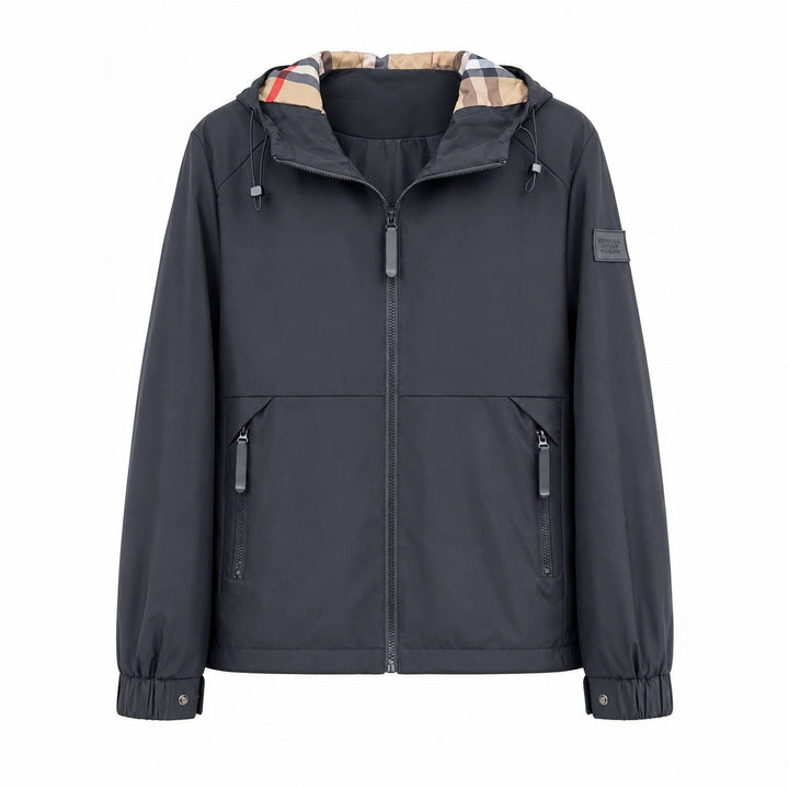 Męska lekka wiatroszczelna softshell kapturemed kurtka z w kratę lwed kapturem