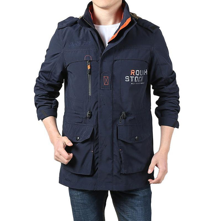 Męski Utility Kurtka field z Kaptur, Multifunction Kieszenie i Drawstring Waist