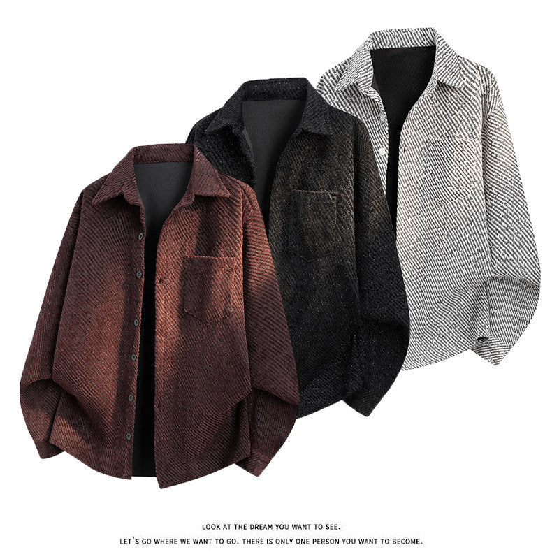 Damska oversize Texture koszulowa kurtka z Diagonal Structure i Chest Pocket Lumaza