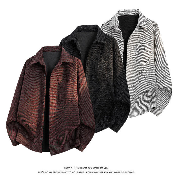 Damska oversize Texture koszulowa kurtka z Diagonal Structure i Chest Pocket Lumaza