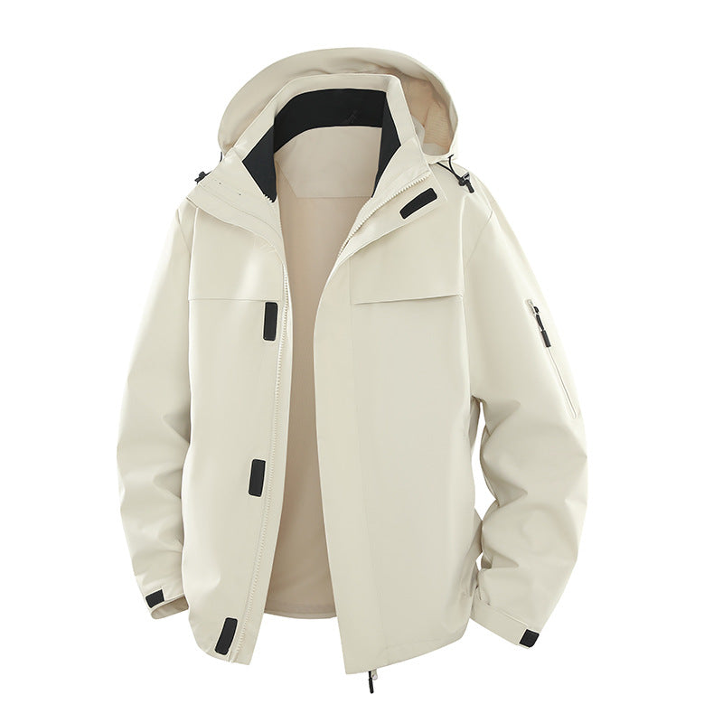 Męska miejski kurtka softshell outdoorowy z kapturem, ukrytym zamkiem i Multiple kieszeniami