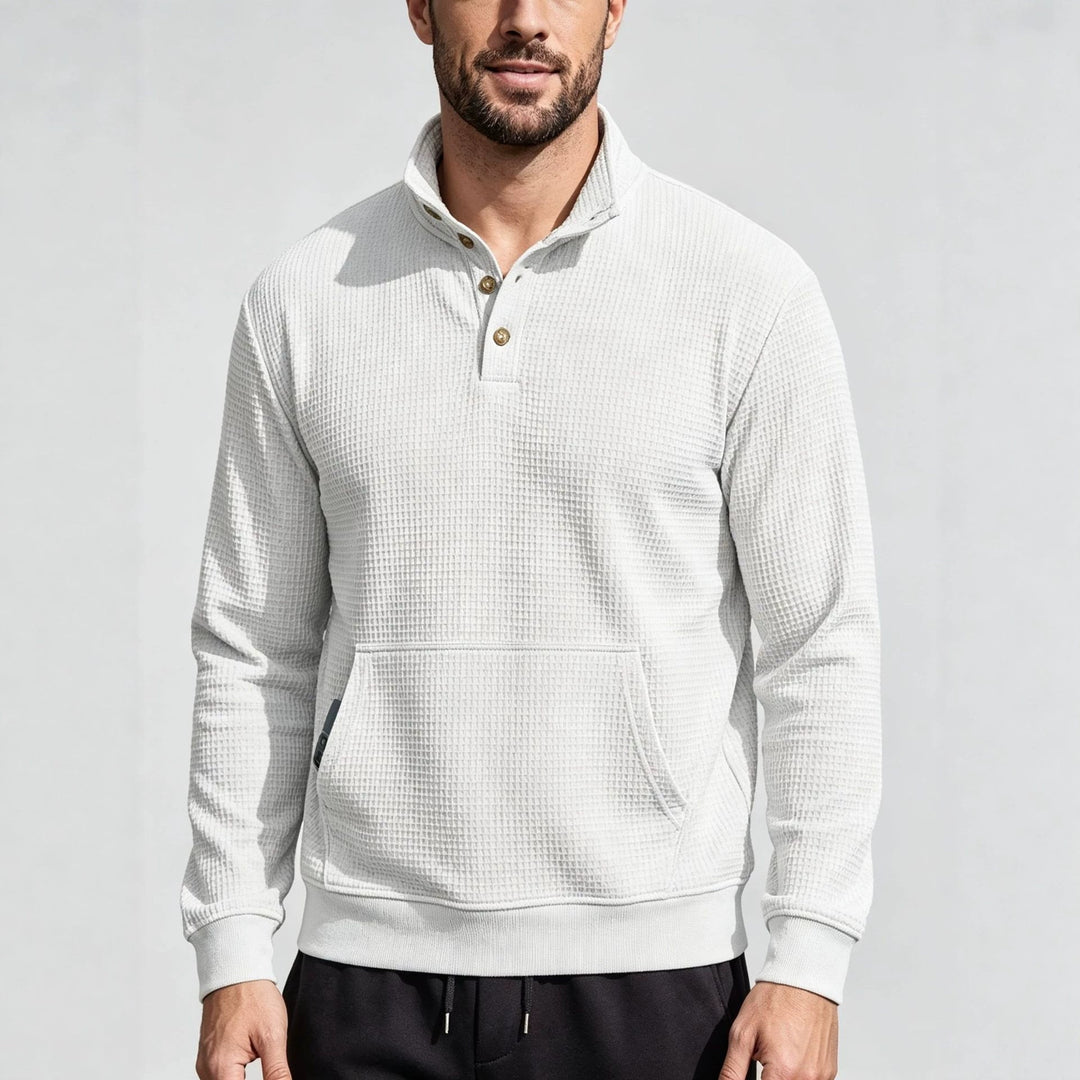 Męska Moda Sport Sweter z Listwa guzikowa