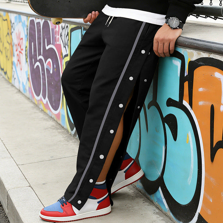 Męska Listwa guzikowa sweatpants z boczny nap guziki i ściągacz