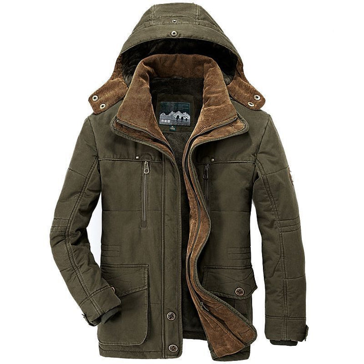 Męska ocieplana Wwter parka z Removable kapturem i Cord fleece