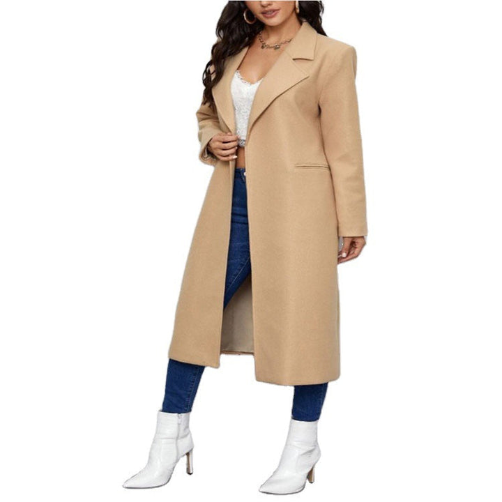 Damska Maxi Length Single dwurzędna płaszcz in Minimalist Tailoring z Concealed guzikami listwą i Side kieszeniami Lumaza