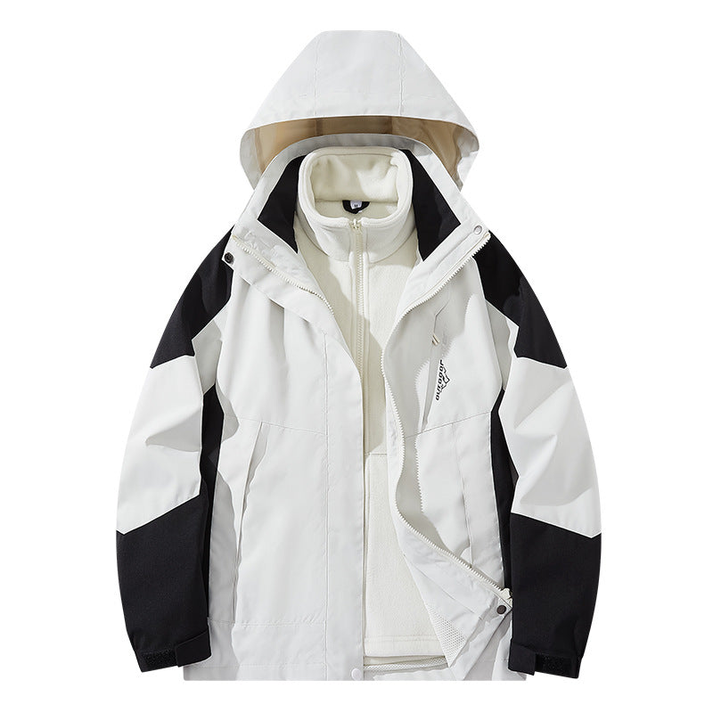 Męska wodoodporny two-warstwa trekkwg kurtka z removable fleece wner kurtka i kapturem
