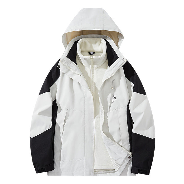 Męska wodoodporny two-warstwa trekkwg kurtka z removable fleece wner kurtka i kapturem