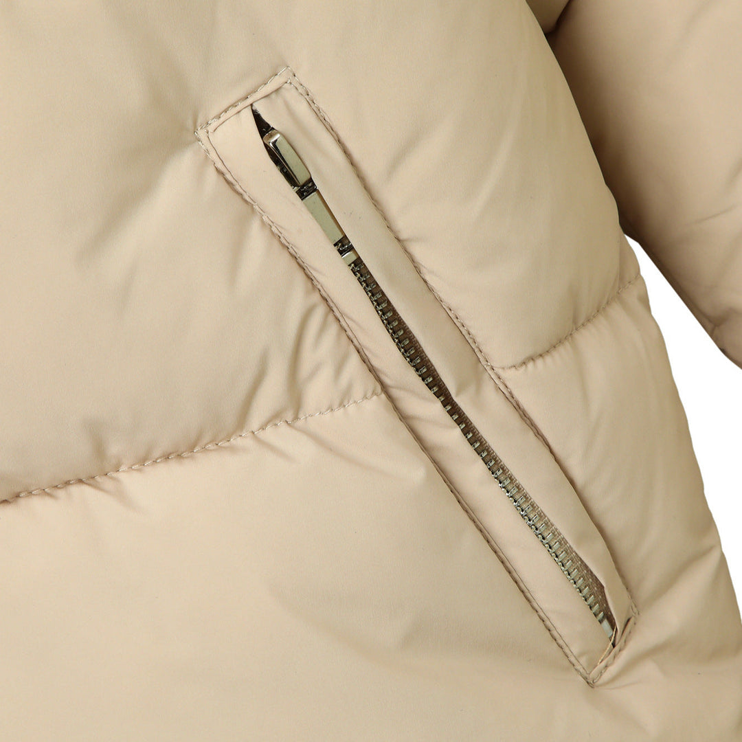 Damska boxy puchowa kurtka z High ze stójką i Concealed Snap guzikami listwą Lumaza