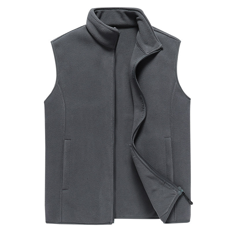 Męski Bez rękawów Microfleece Kamizelka z Kołnierz ze stójką i Ukryty Two-Way Zamek