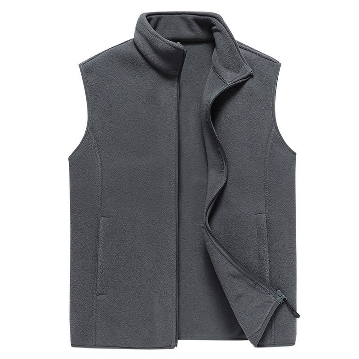 Męski Bez rękawów Microfleece Kamizelka z Kołnierz ze stójką i Ukryty Two-Way Zamek