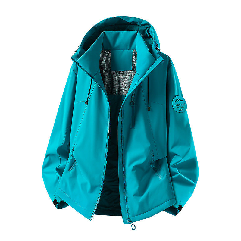 Męski Wodoodporny Kurtka softshell z Kaptur i Kieszenie na zamek