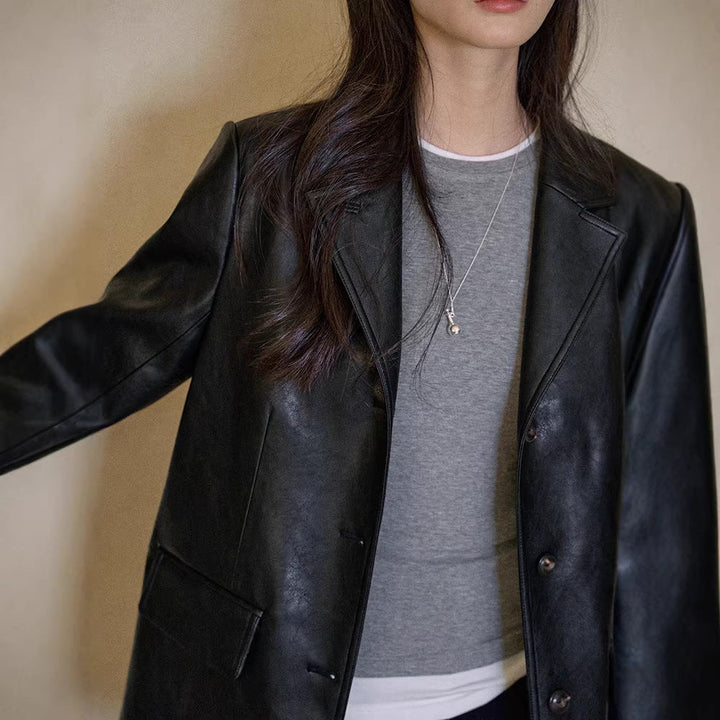 Damska Fashionable Leather marynarka Lumaza