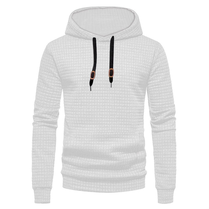 Męska pikowana bluza z kapturem z rectangular quilting, ściągacz i prążkowane mankiety