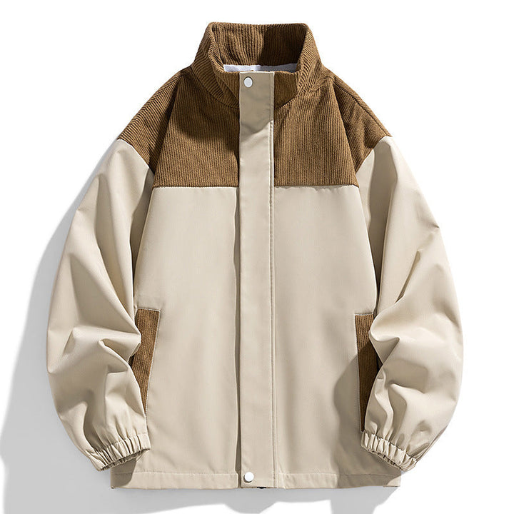 Damska oversize Transitional kurtka z Cord Trim i stójka kołnierzem Lumaza