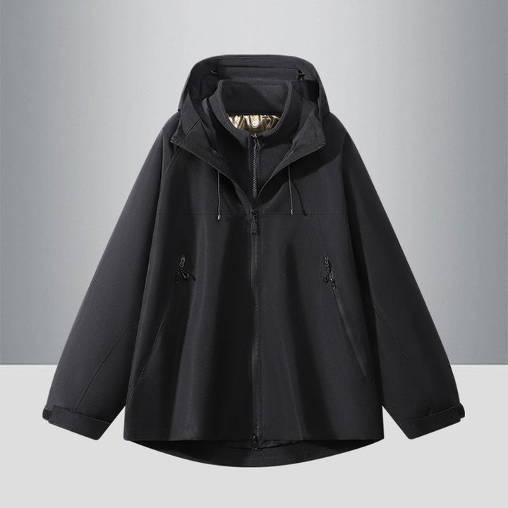 Męska Two-Tone softshell Hybrid kurtka z kapturem, Extended Back i wodoodporna zamkiems