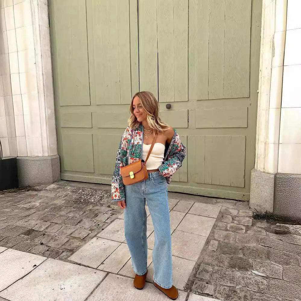 Damska ocieplana Patchwork kurtka in kimono styl Lumaza