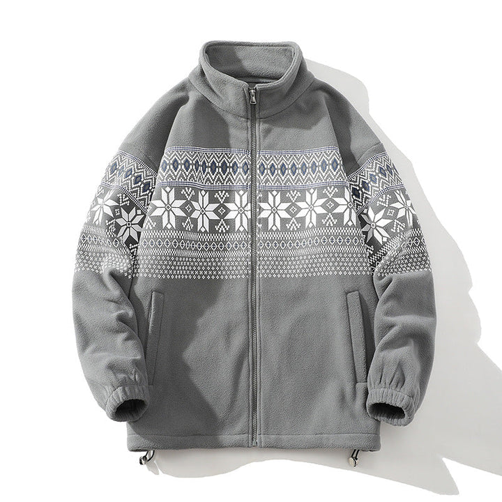 Unisex Norwegian pattern polarowa kurtka z ze stójką, all-round zamkiem błyskawicznym i ściągaczem Lumaza