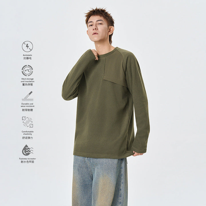 Herren Polar-Langarmshirt mit asymmetrischer Brustpasse und leichtem Stretch