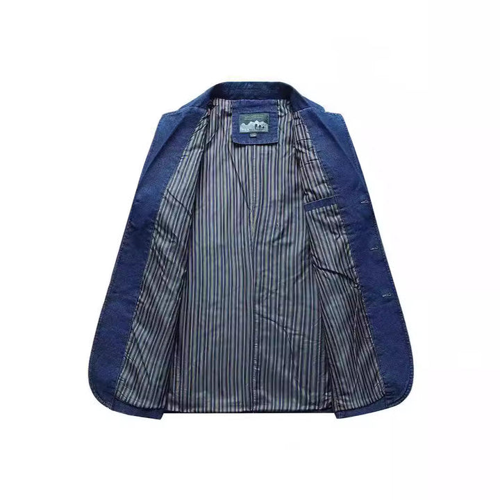 Męska denim marynarka w loose fit z lapel kołnierzem i naszywanymi kieszeniami