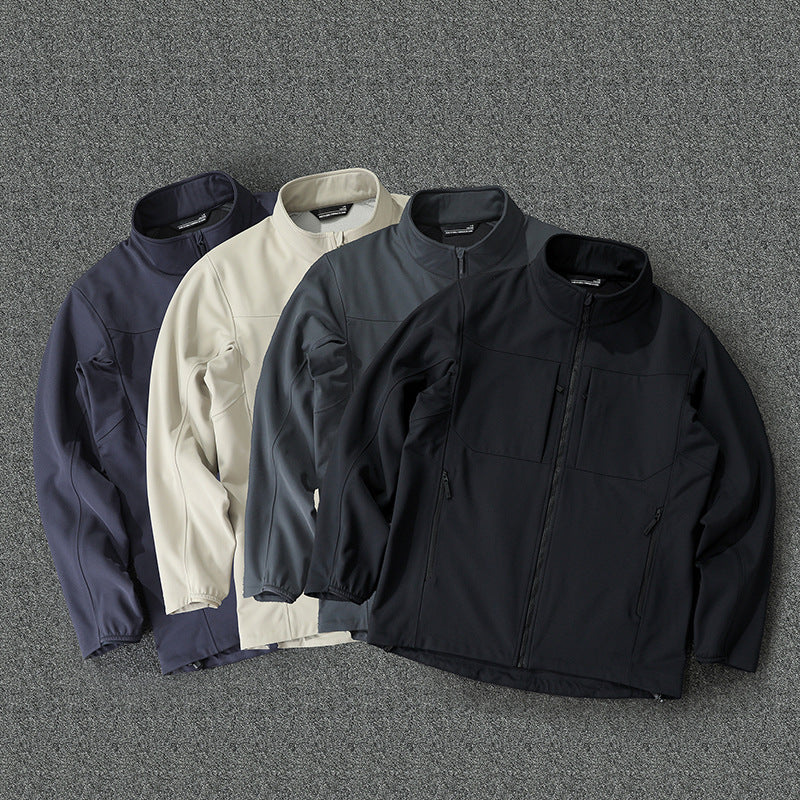 Męska Technical softshell kurtka z stójką i ukryty zamkiem kieszeniami