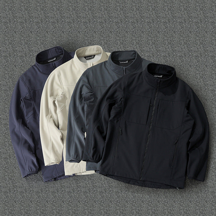 Męska Technical softshell kurtka z stójką i ukryty zamkiem kieszeniami