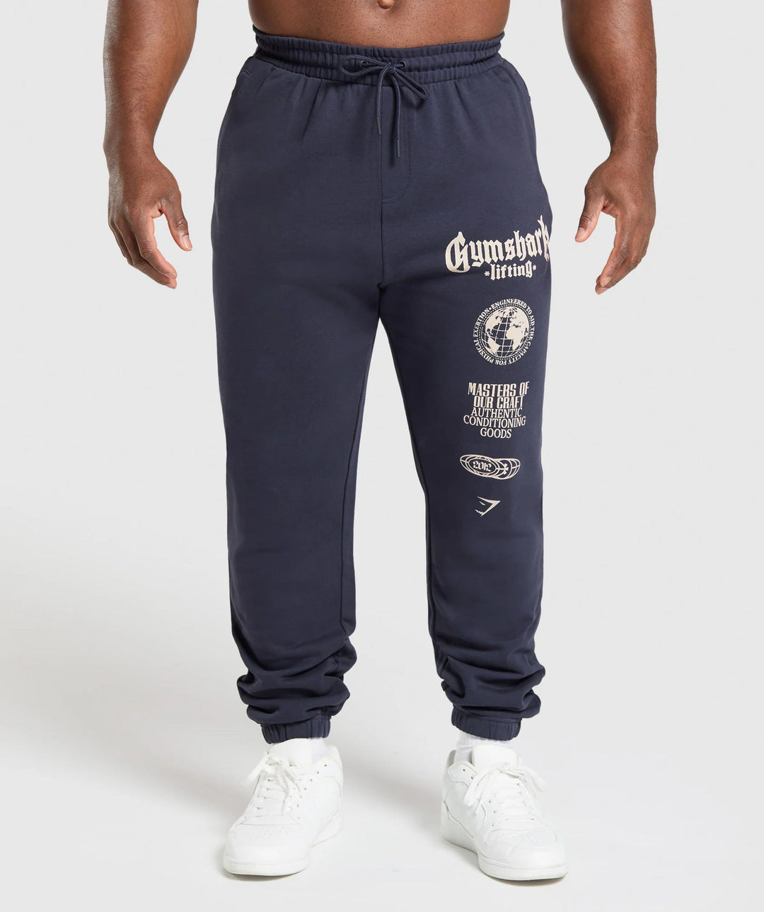 Męska tapered bawełna polar sweatpants z elastyczny ściągacz waistband, prążkowany nogawka otwory, i large logo print