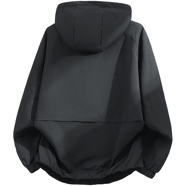 Męska oversize kapturemed softshell kurtka z Technical Surface i ściągaczem dół