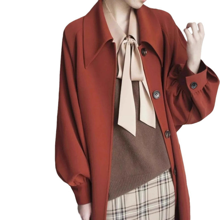 Damska długa Fashionable kurtka z dużymi kołnierzem Lumaza