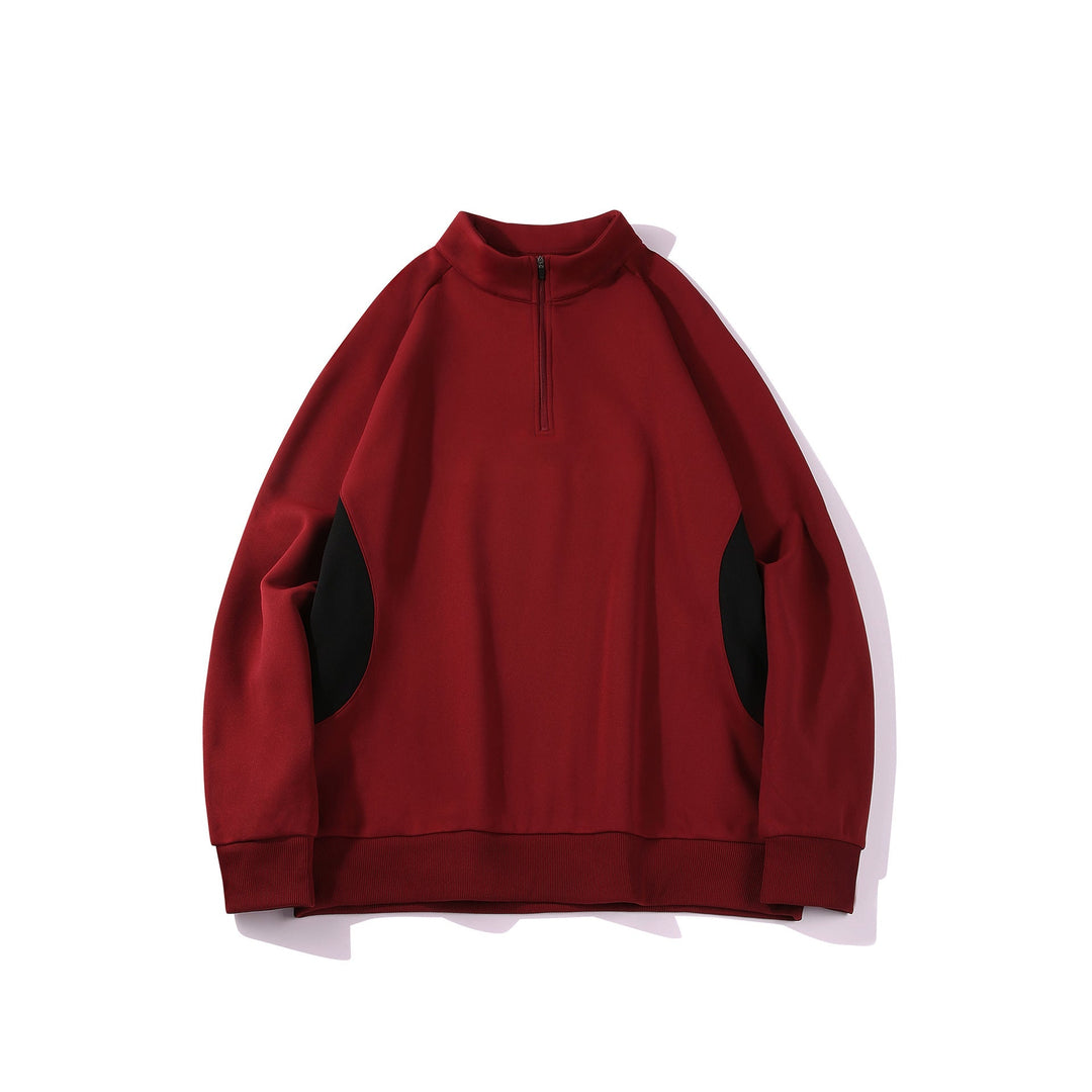 Herren Halbzip‑Bluza mit Stehkragen und kontrastseitigen Einsätzen