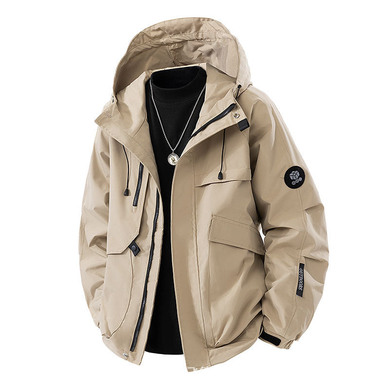 Męska Mwimalist miejski softshell parka z ukryty utility kieszeniami i regulowany kapturem