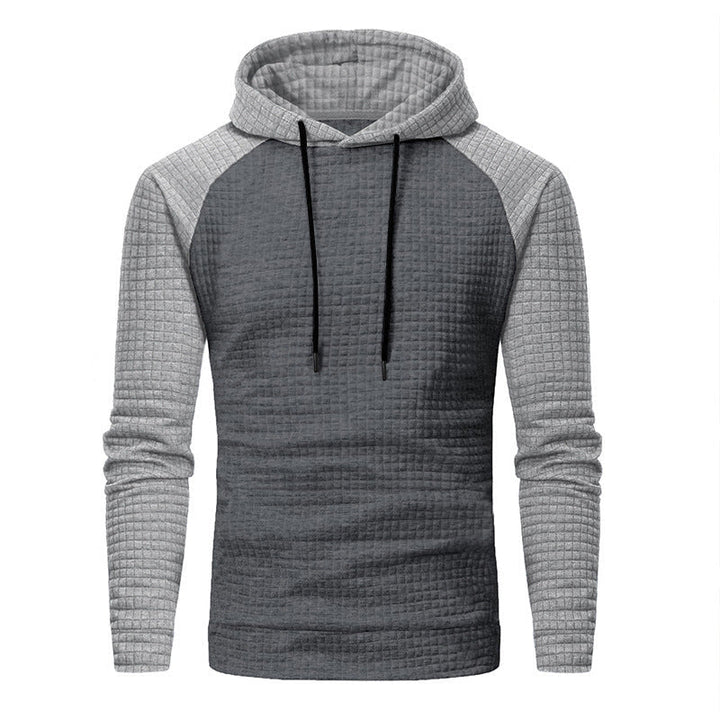 Męska Textured Z kapturem Bluza z Waffle Structure i Raglanowy Rękawy