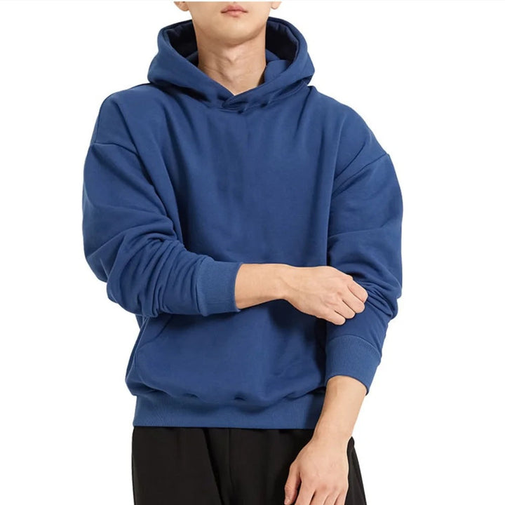 Męska heavy z kapturem bluza w boxy Krój z kieszeń kangurka, prążkowany Dół, i miękki szczotkowany interior