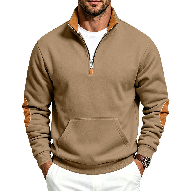 Męska bluza z half zamek, Stójka i elbow patches