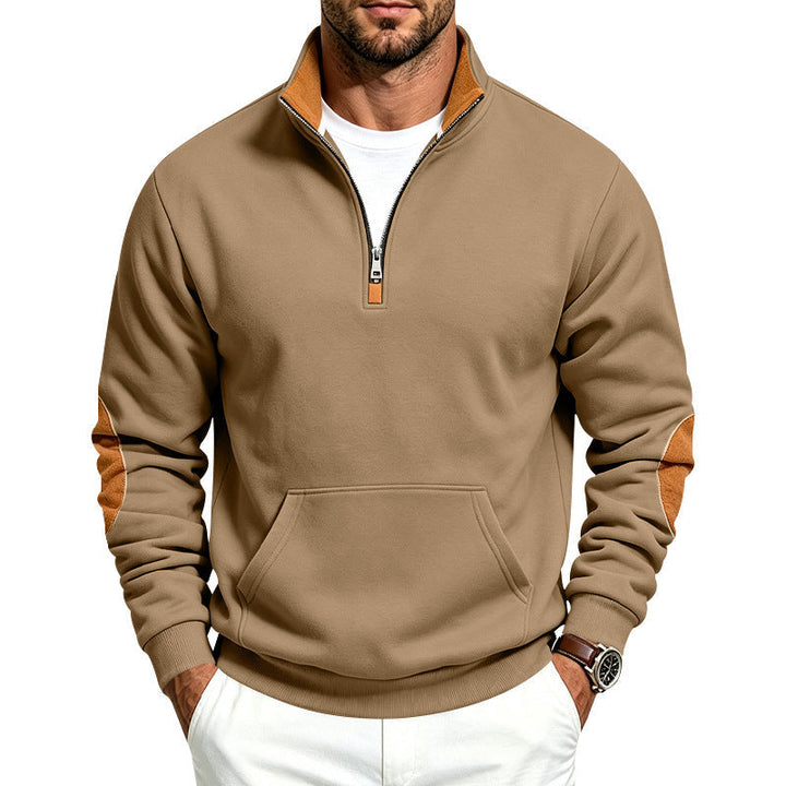 Męska bluza z half zamek, Stójka i elbow patches