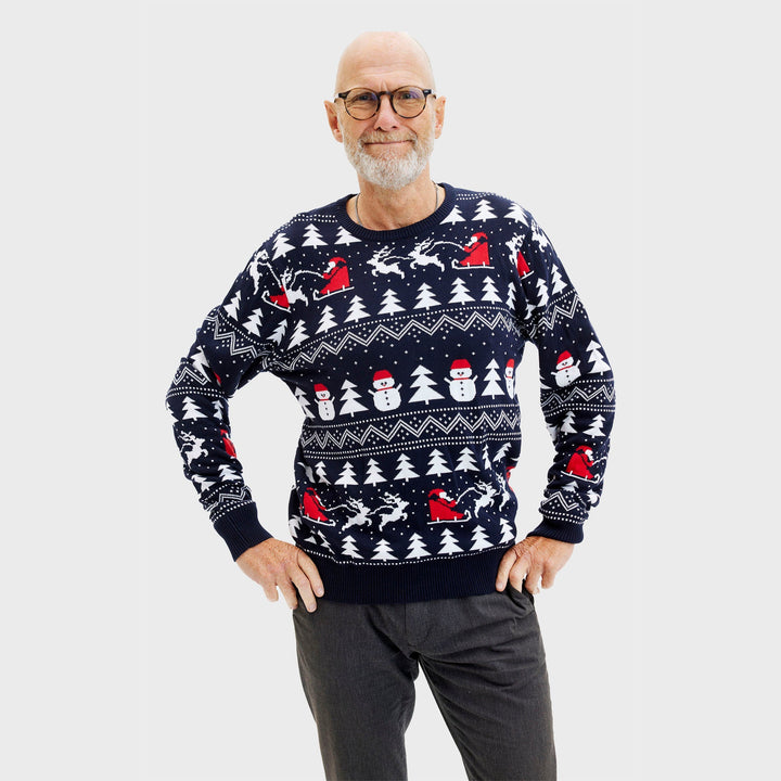 stylowy Christmas sweter Granatowy Męska