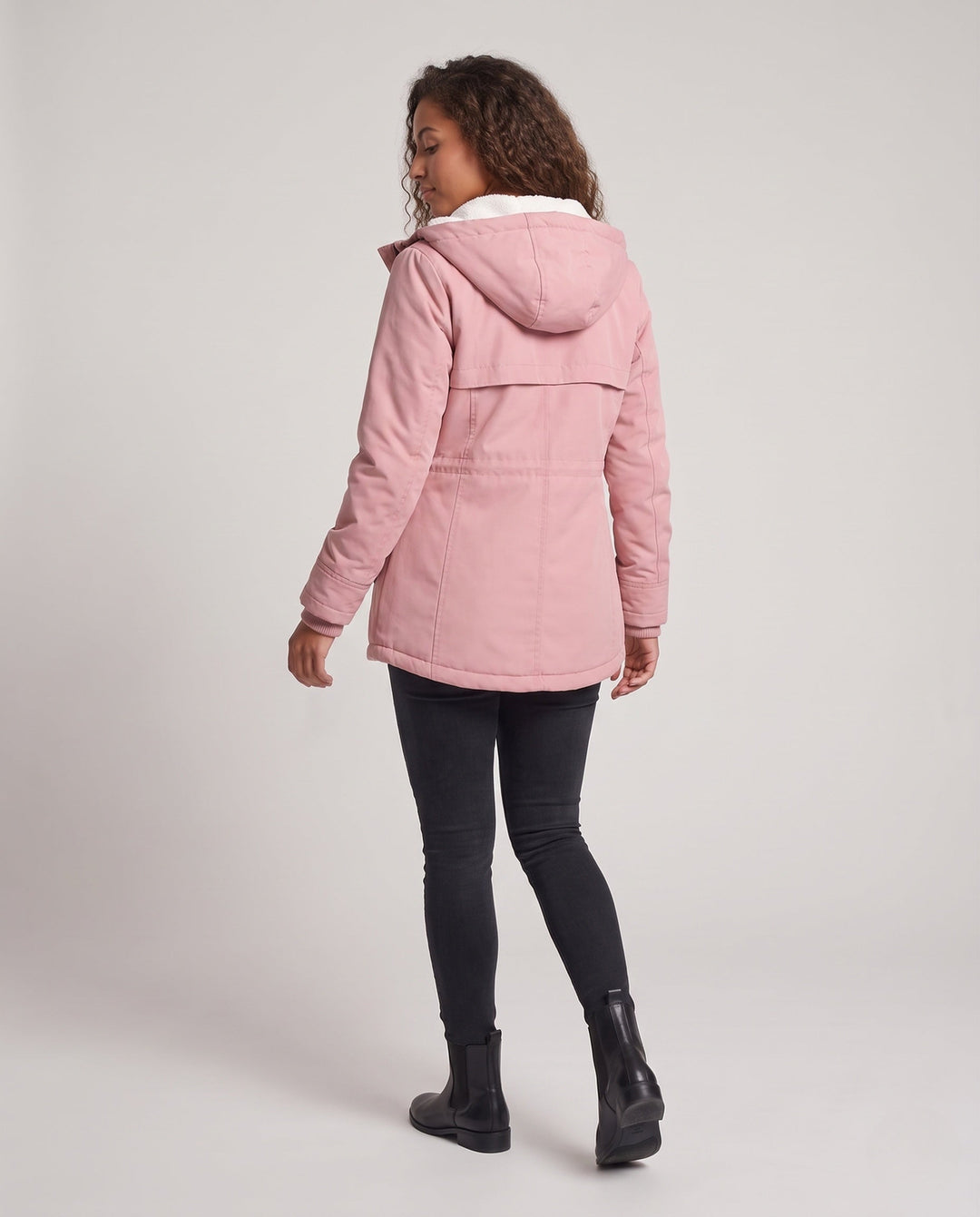 Damska Lined Parka z Teddy Podszewka, Kaptur i Ściągacz