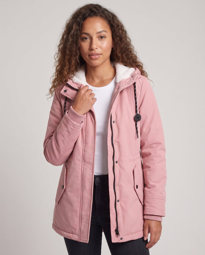 Damska Lined Parka z Teddy Podszewka, Kaptur i Ściągacz