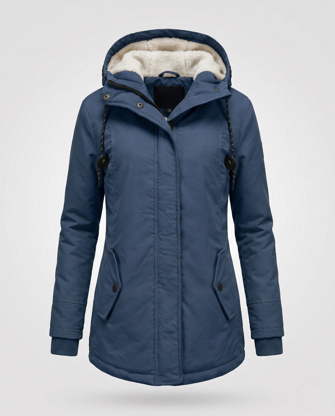 Damska Lined Parka z Teddy Podszewka, Kaptur i Ściągacz