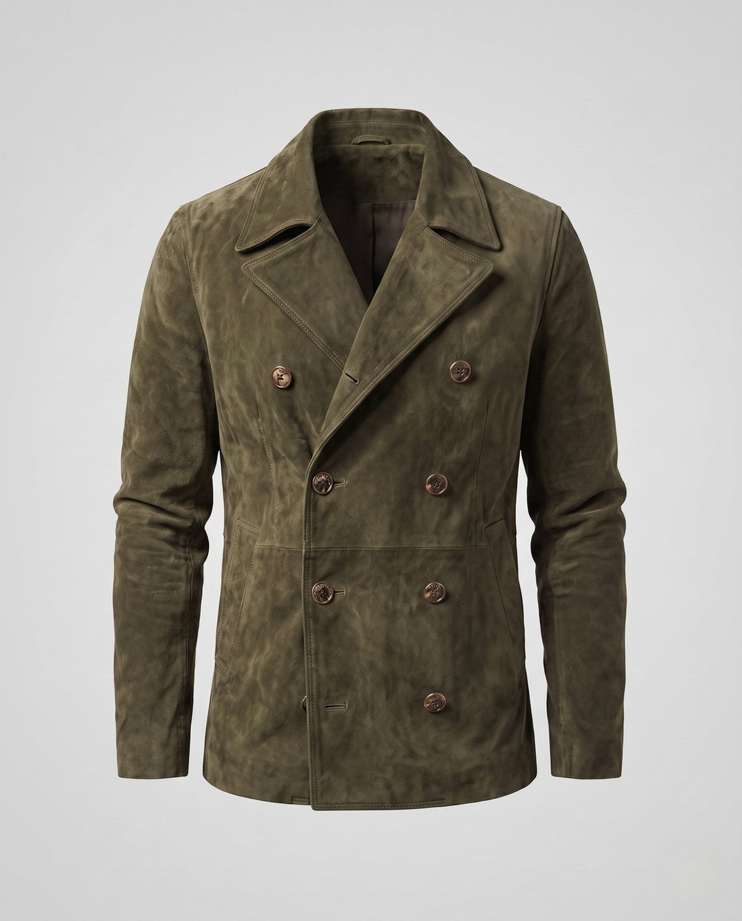 Męska double-breasted zamsz kurtka z notched lapels