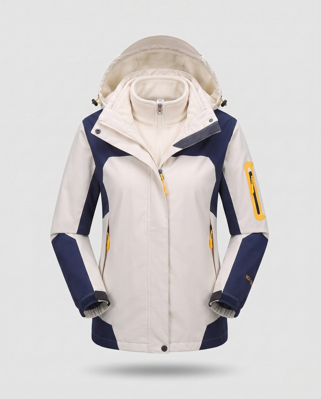 Damska two-piece outdoor kurtka z removable polar wewnętrzny kurtka, odporna na wiatr i wodę softshell zewnętrzny layer i kaptur