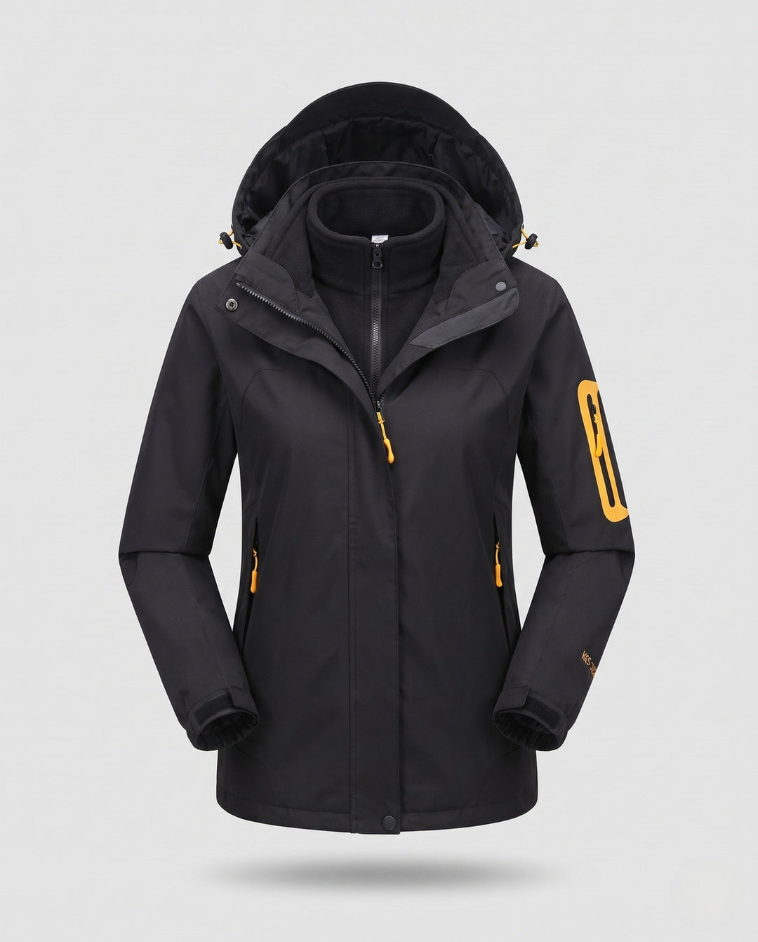 Damska two-piece outdoor kurtka z removable polar wewnętrzny kurtka, odporna na wiatr i wodę softshell zewnętrzny layer i kaptur