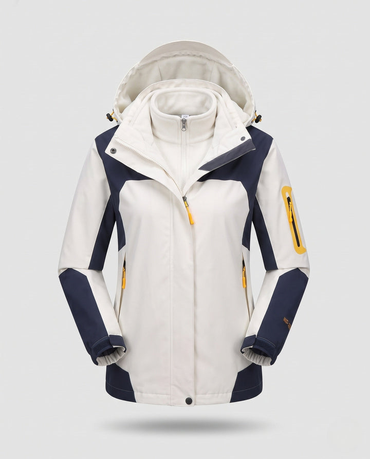 Damska two-piece outdoor kurtka z removable polar wewnętrzny kurtka, odporna na wiatr i wodę softshell zewnętrzny layer i kaptur