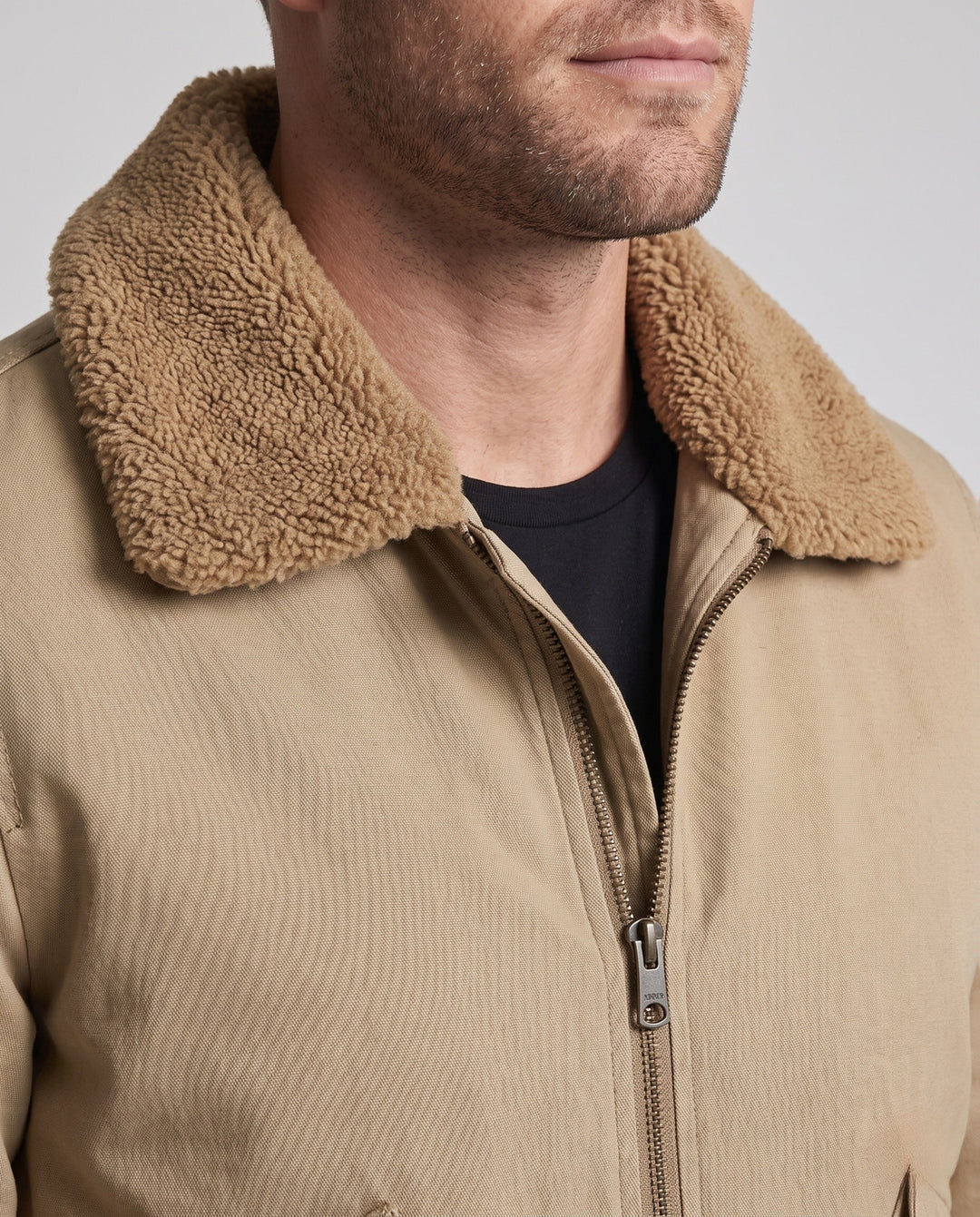 Męska canvas aviator kurtka z sherpa kołnierzem i teddy fleece lwwg