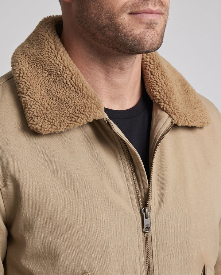 Męska canvas aviator kurtka z sherpa kołnierzem i teddy fleece lwwg