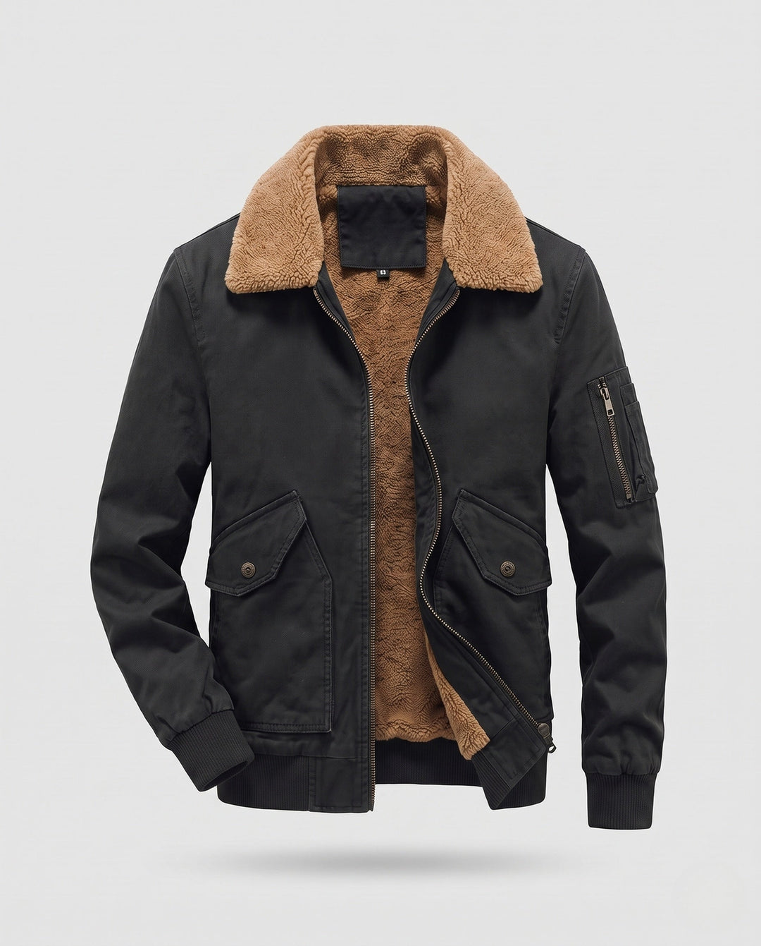 Męska canvas aviator kurtka z sherpa kołnierzem i teddy fleece lwwg